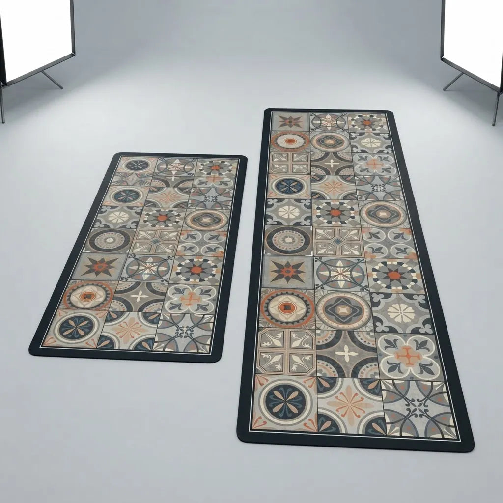 Set De 2 Alfombras Vinílicas Antideslizantes Para Cocina M15