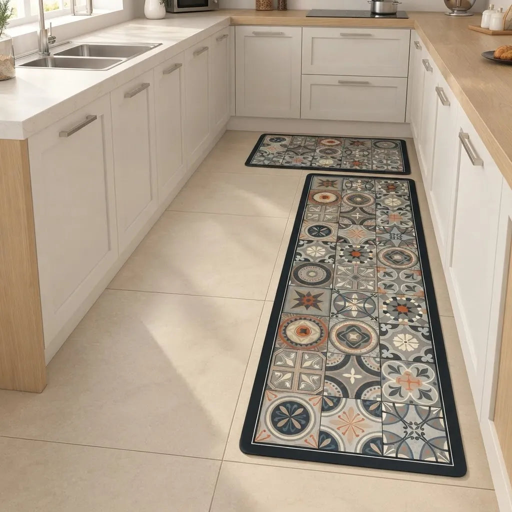 Set De 2 Alfombras Vinílicas Antideslizantes Para Cocina M15