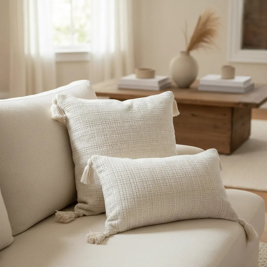 Fundas de cojines 45x45cm y 30x50 -  Chenille Arena Beige