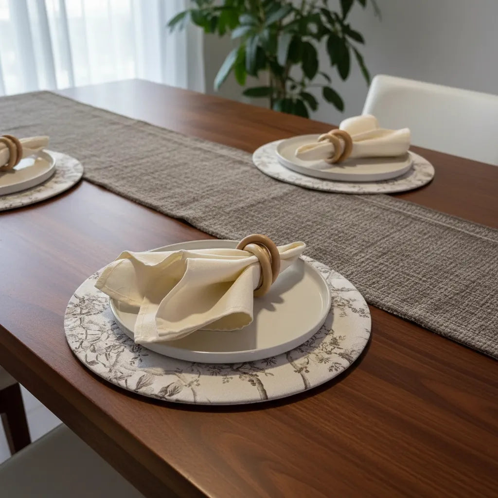 Individuales Redondos Repelentes con Base MDF · Jardín Francés
