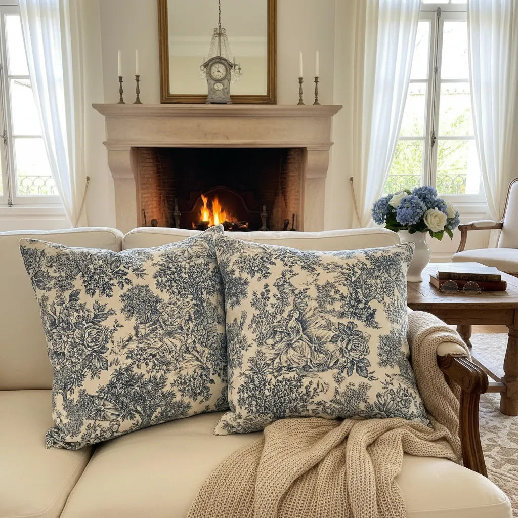 Cojin 60x60 Cm Jardín Francés Azul