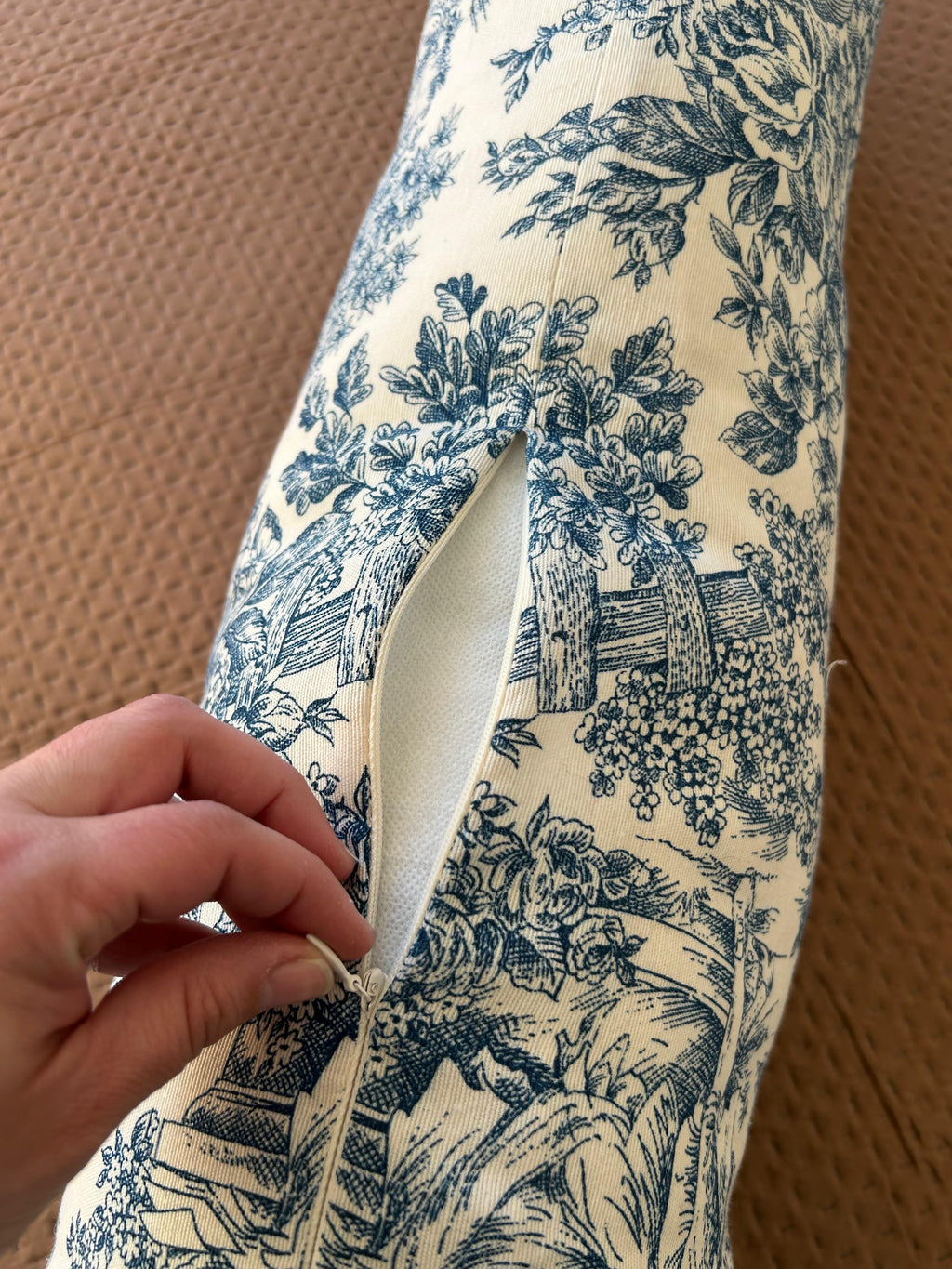 Cojin 30x90 Cm Toile De Jouy Jardín Francés Azul