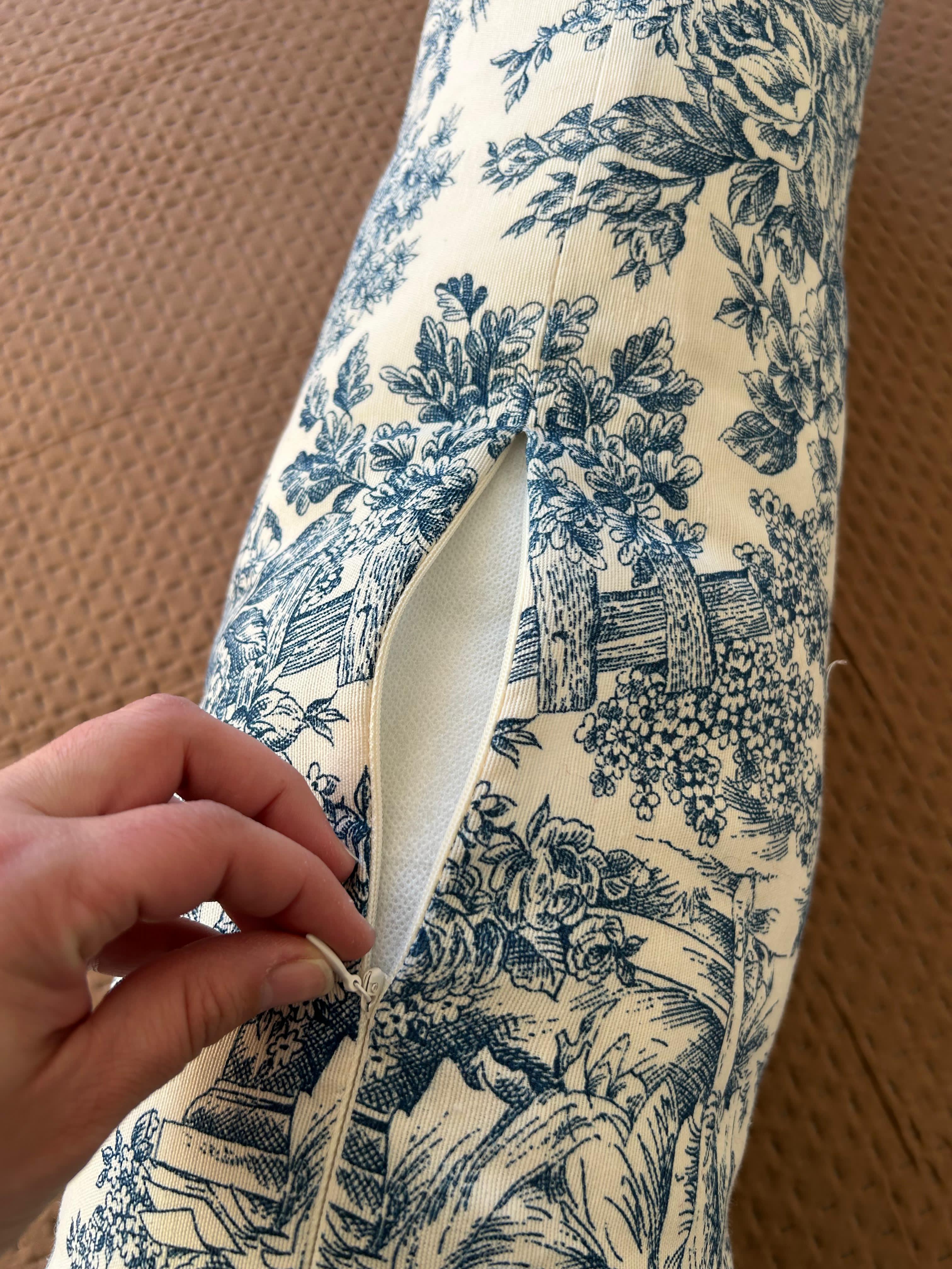 Cojin 30x90 Cm Toile De Jouy Jardín Francés Azul