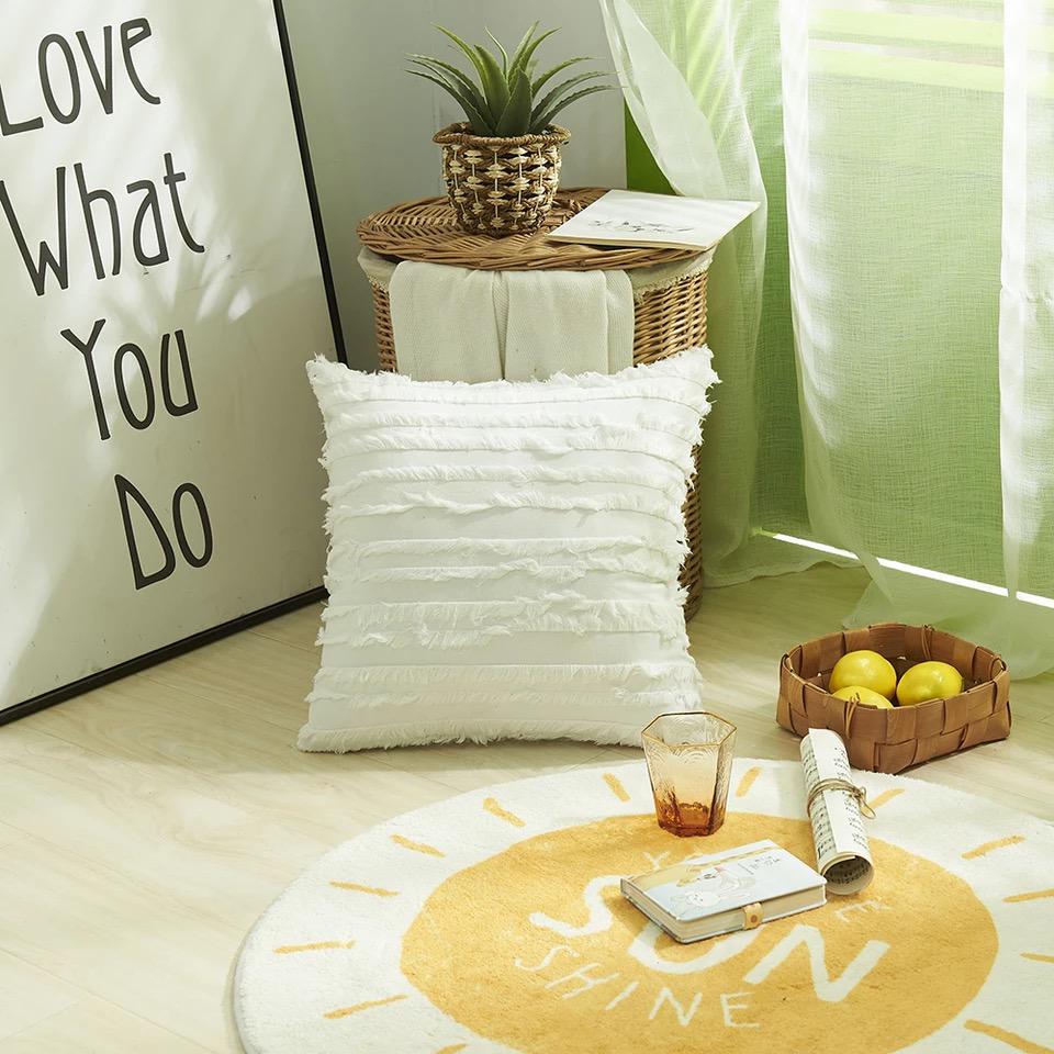 Fundas de cojines, con flequillos