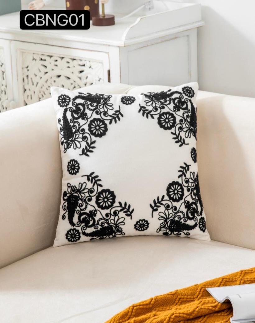 Fundas de cojines bordados negro