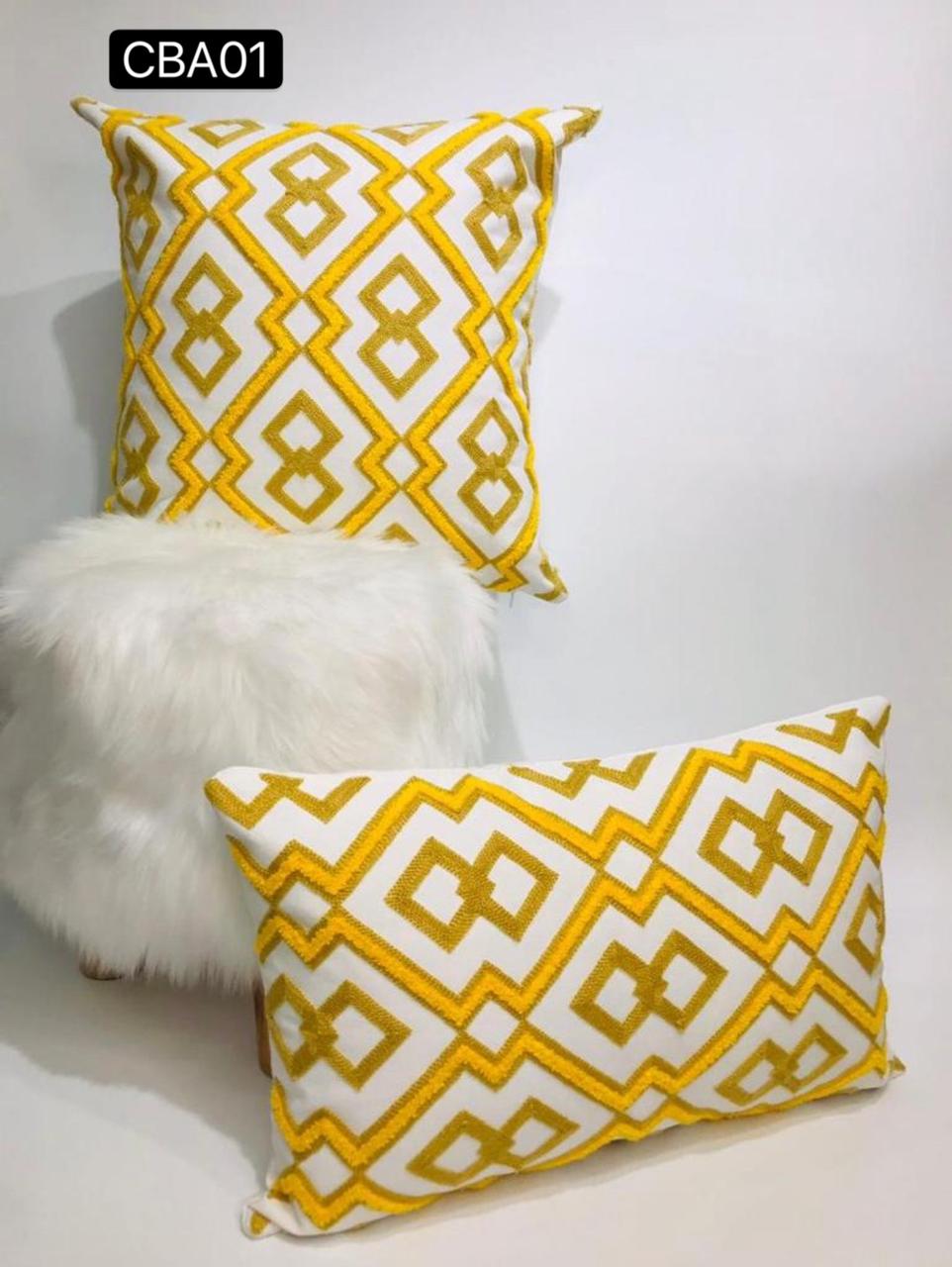 Fundas de cojines Bordados Mostaza, Amarillo