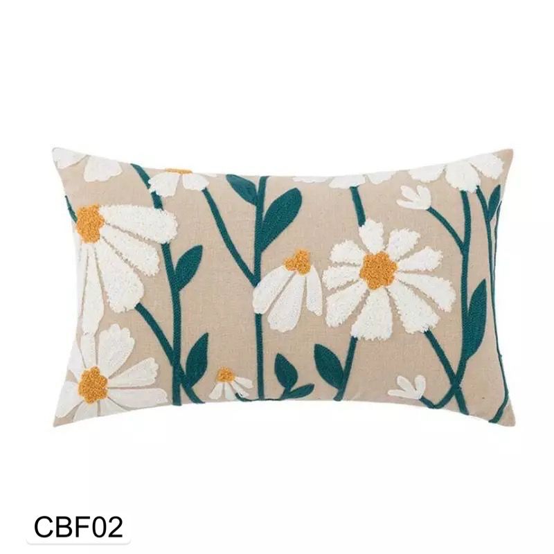 Fundas de cojines bordadas con flores