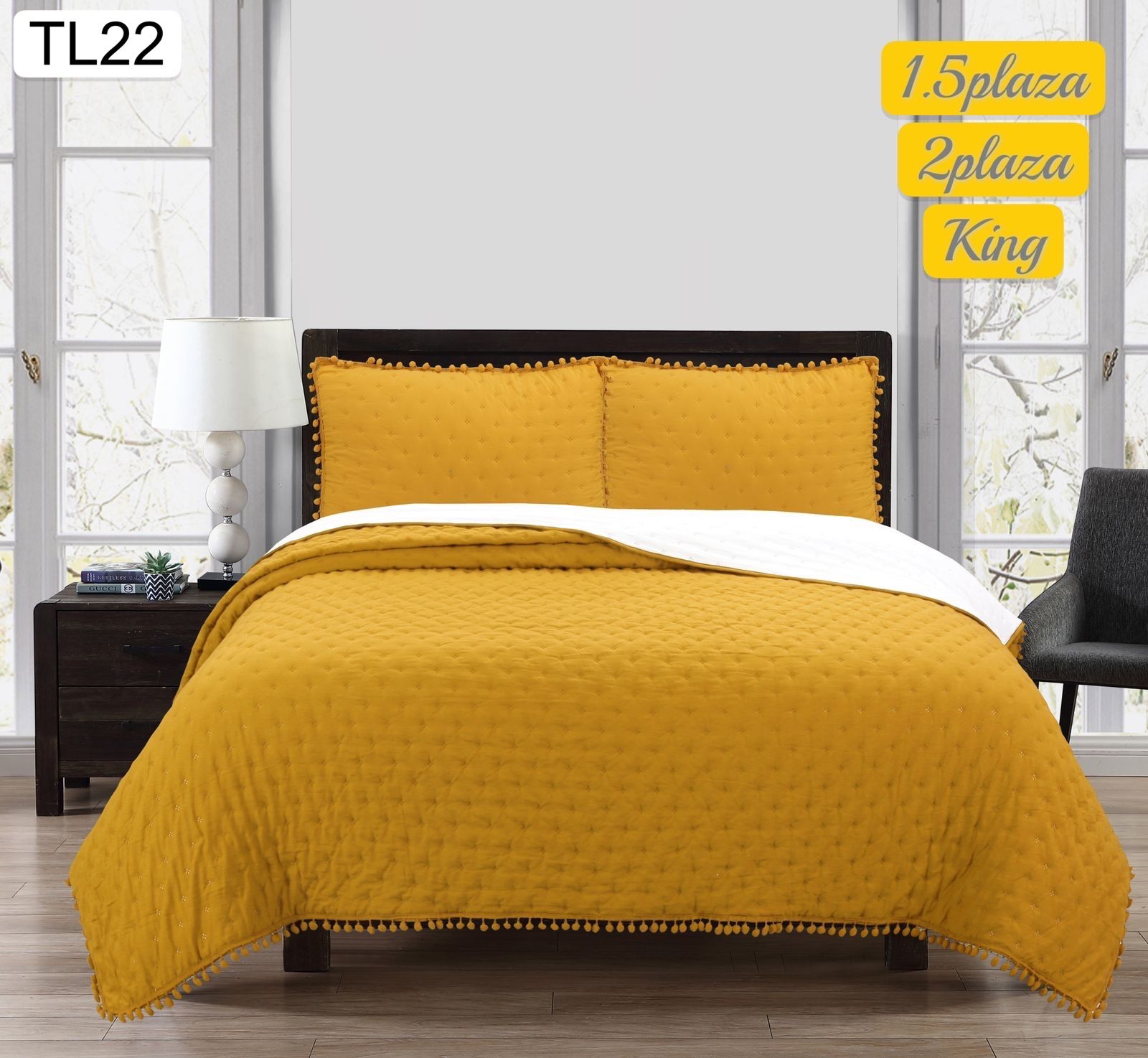 Cubrecamas Algodón con pom poms