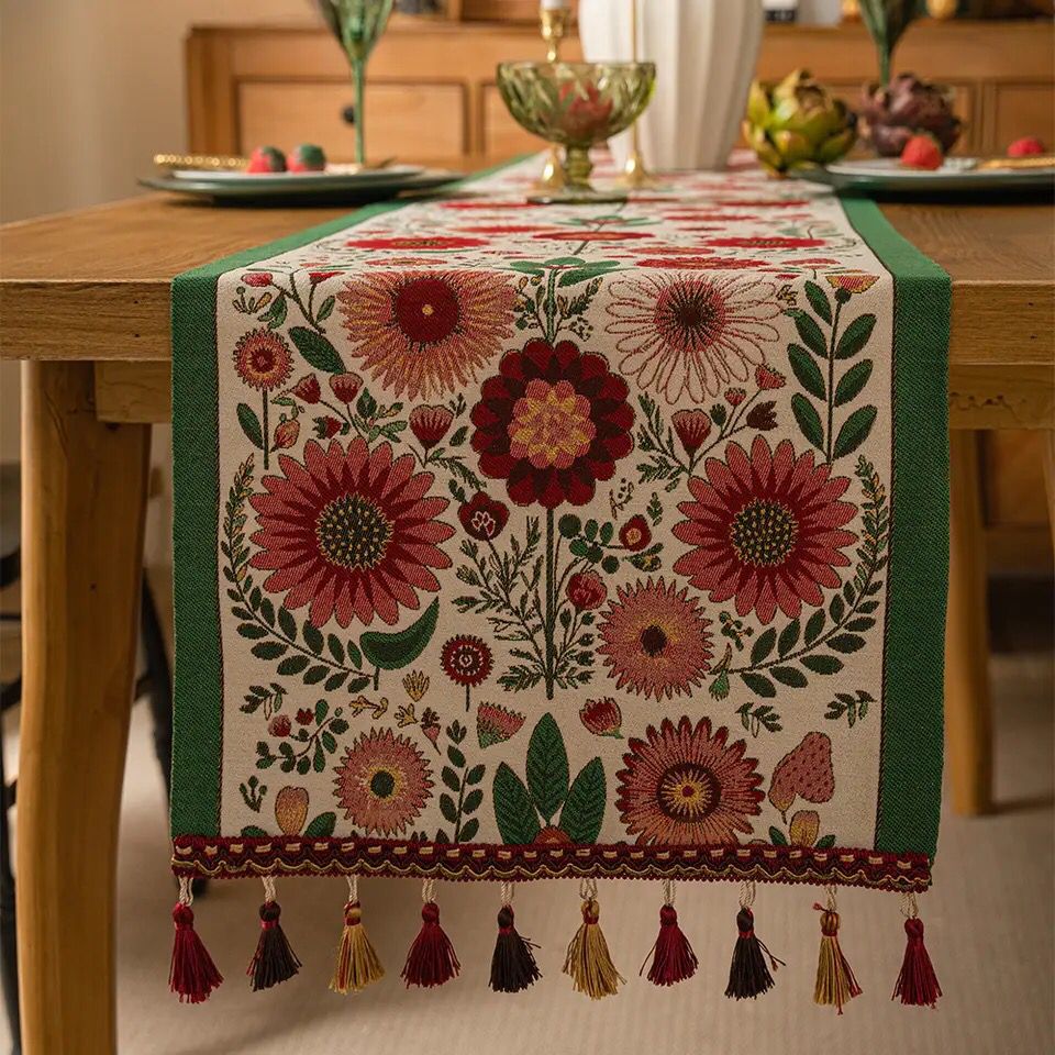 Camino de mesa de lino y algodón