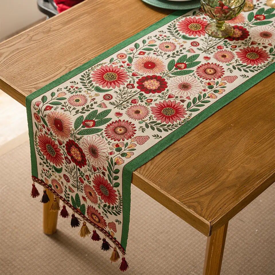 Camino de mesa de lino y algodón