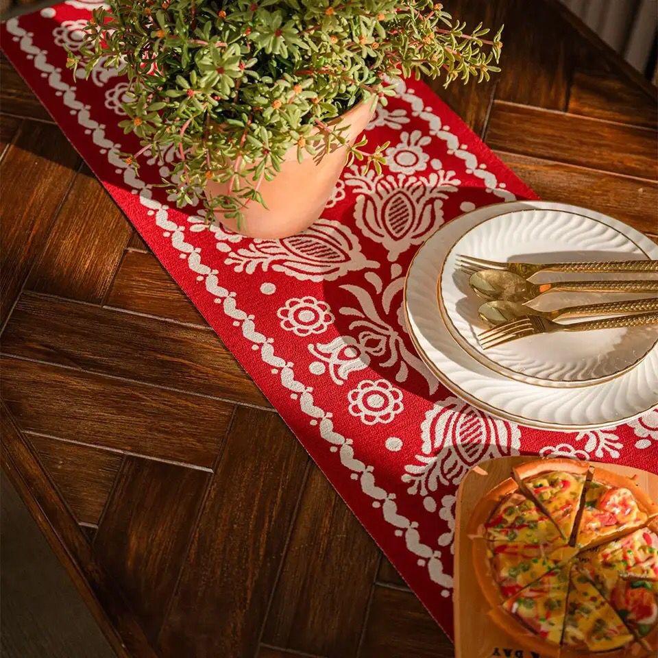 Camino de mesa de lino y algodón