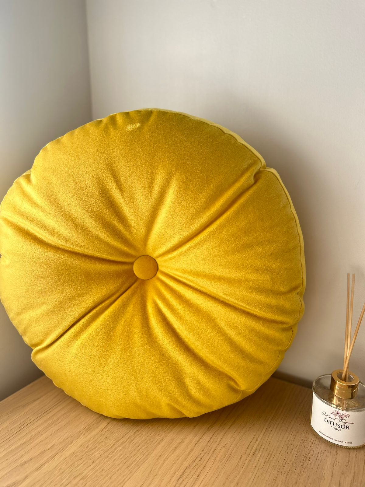 Cojin redondo velvet  con boton