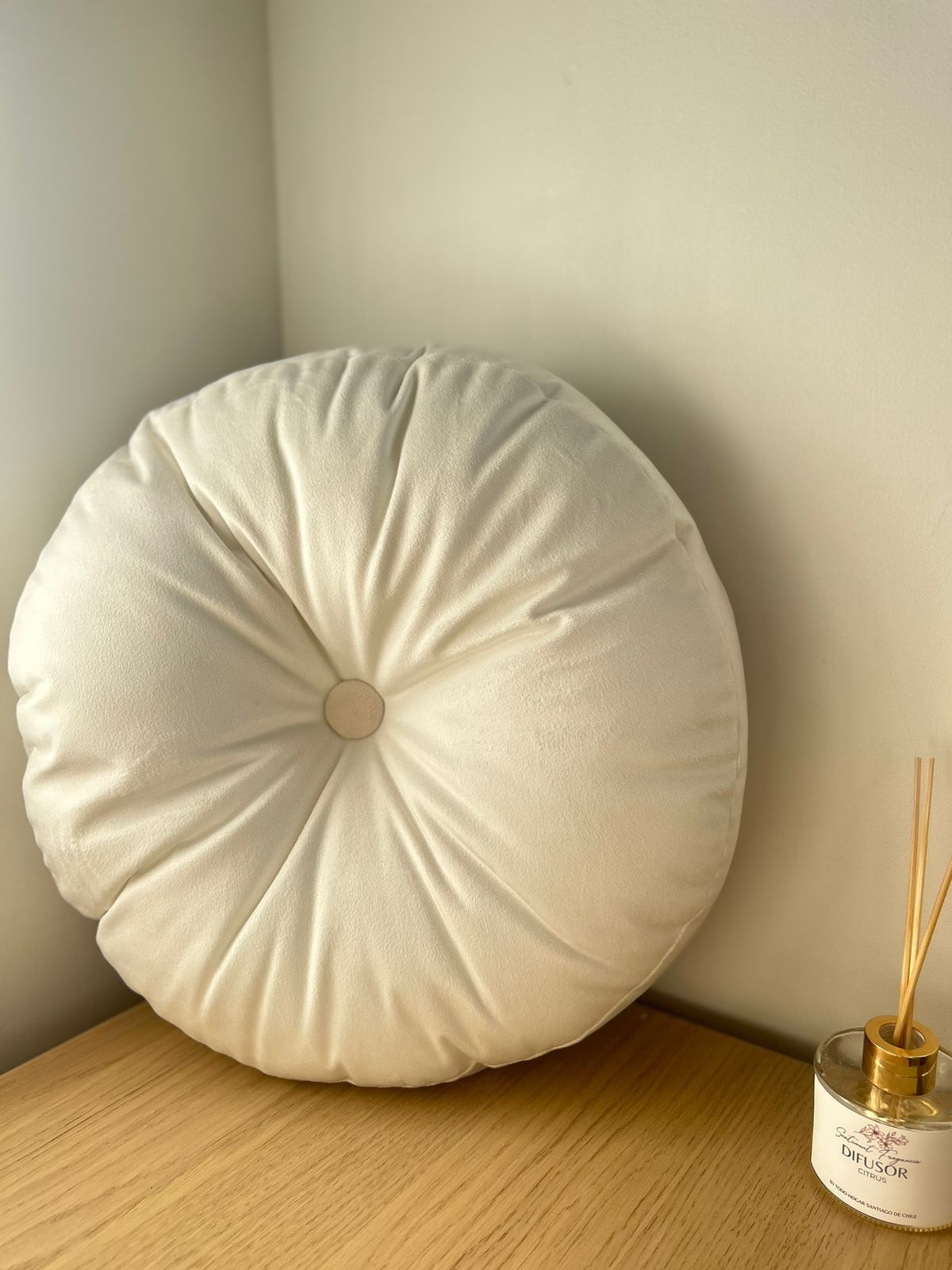 Cojin redondo velvet  con boton