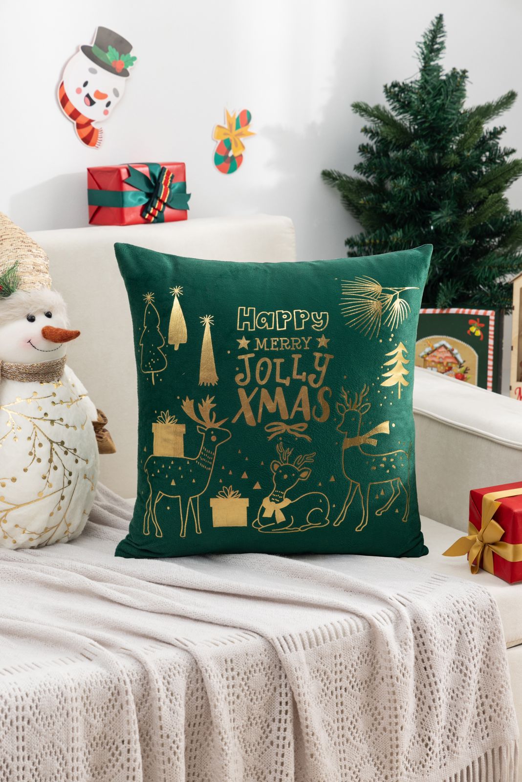 Fundas de cojines estampadas navideñas