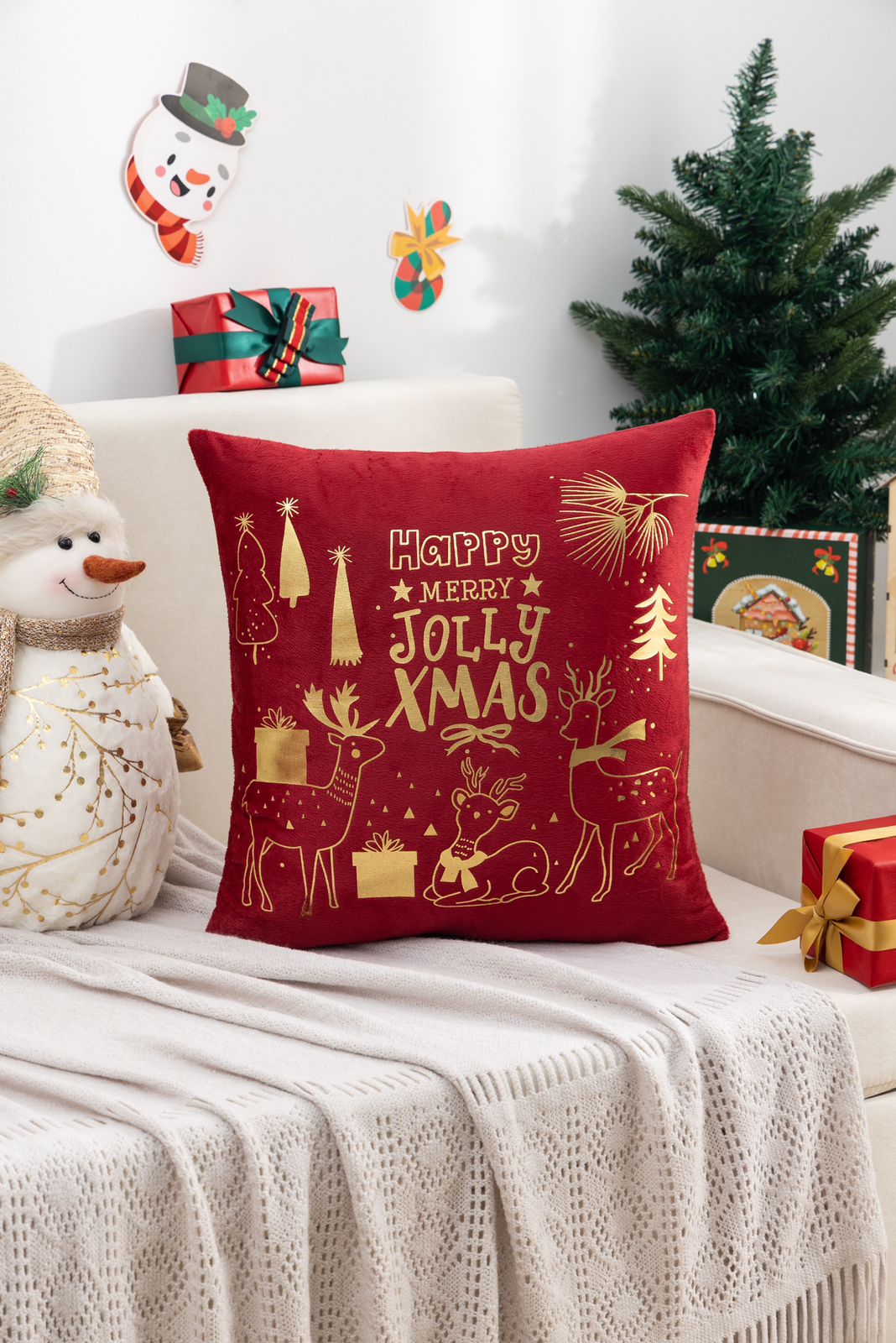 Fundas de cojines estampadas navideñas