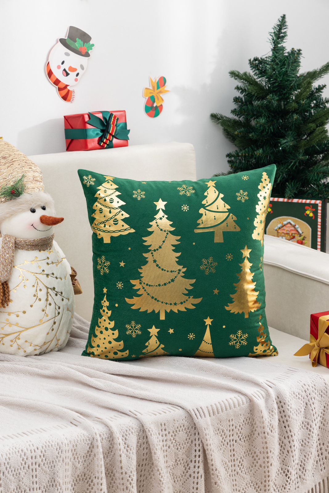 Fundas de cojines estampadas navideñas