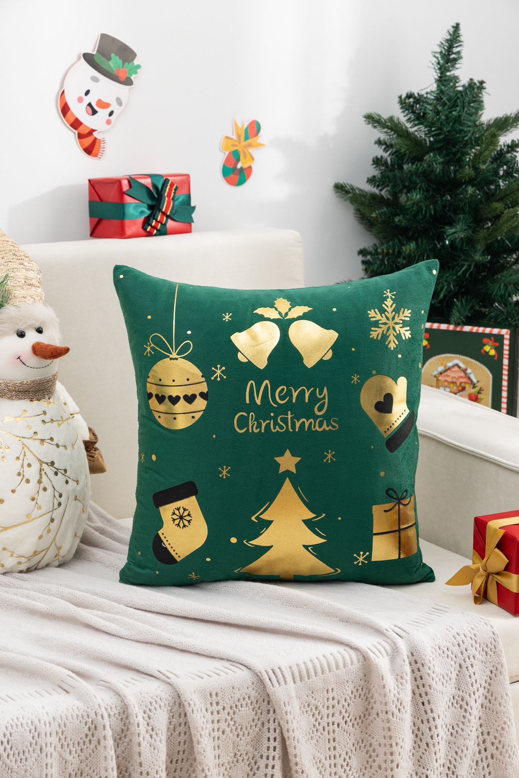 Fundas de cojines estampadas navideñas