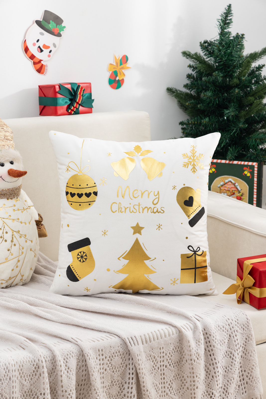 Fundas de cojines estampadas navideñas