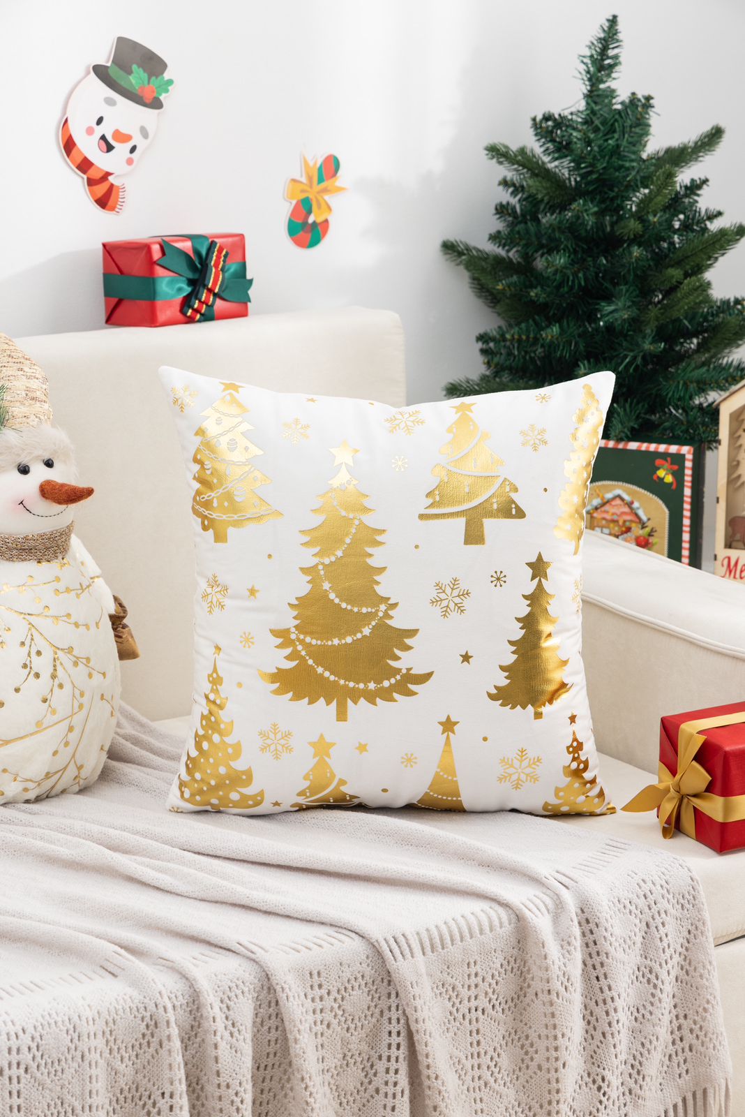 Fundas de cojines estampadas navideñas