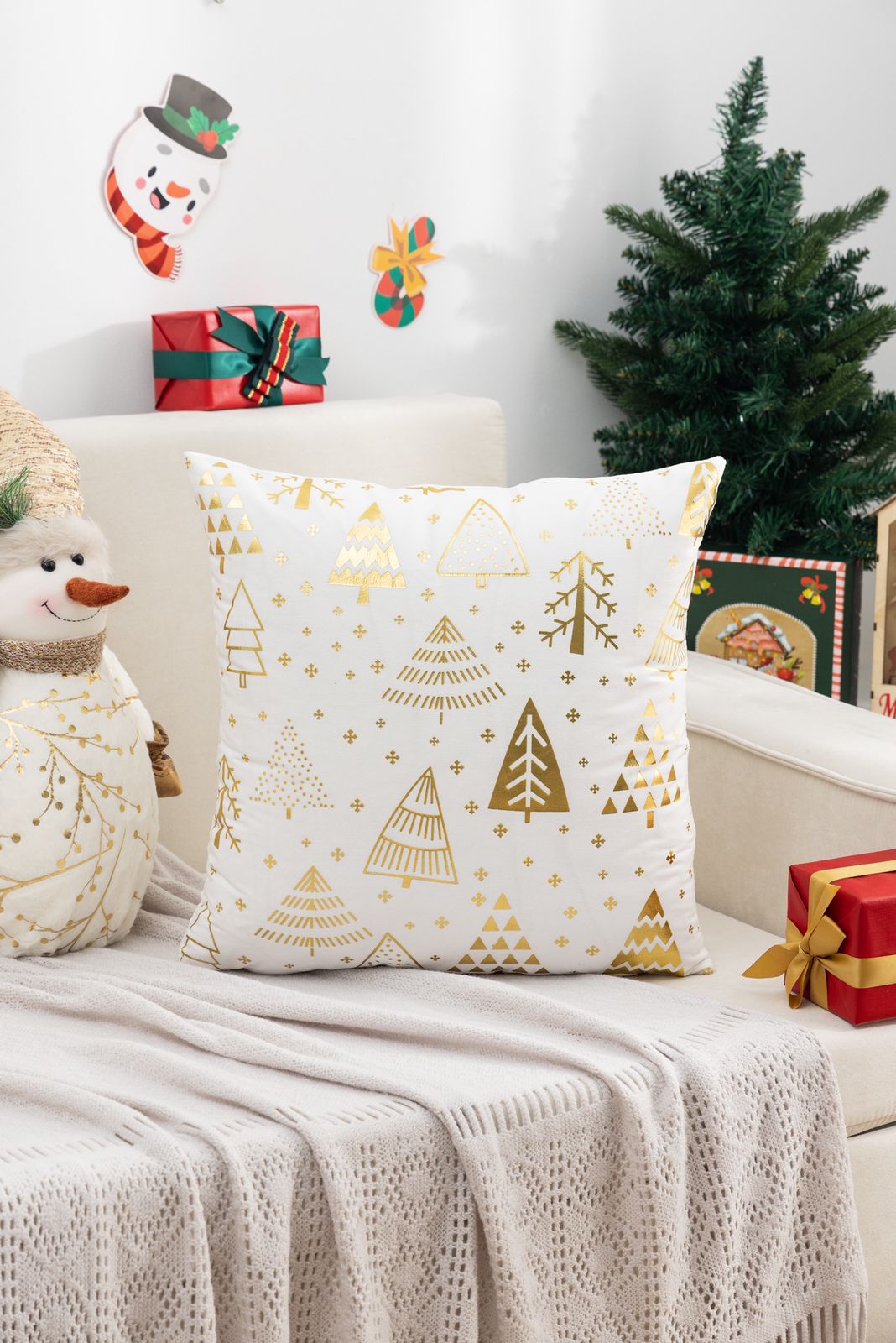 Fundas de cojines estampadas navideñas