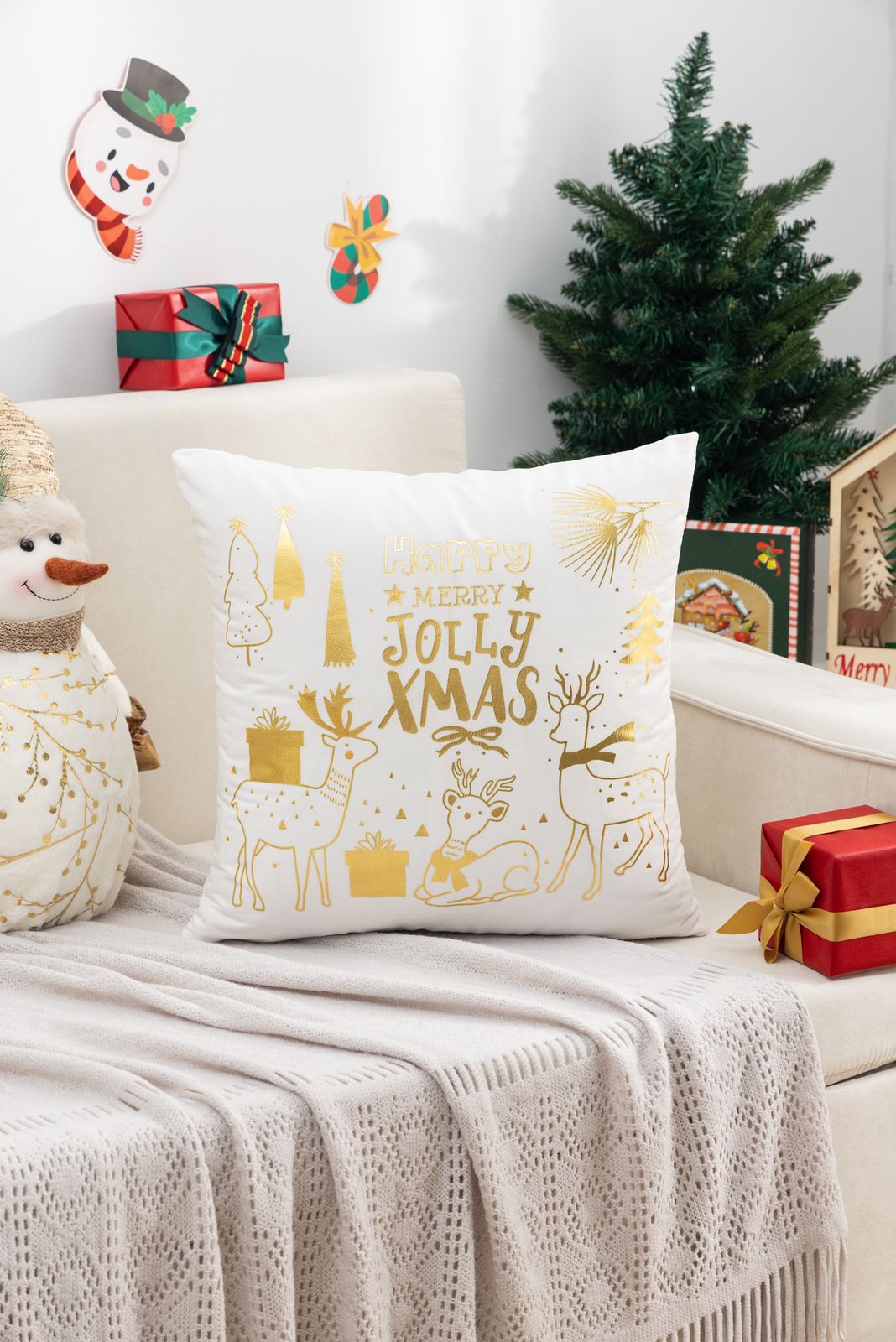 Fundas de cojines estampadas navideñas