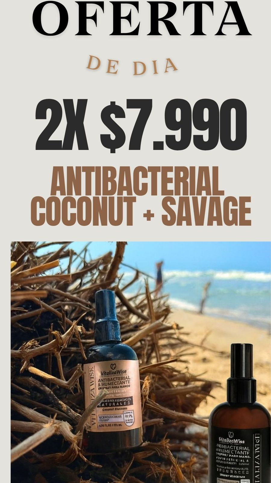 Antibacterial Vitalizwise Savage 135 mL - Promocion 1 coconut + 1 savage