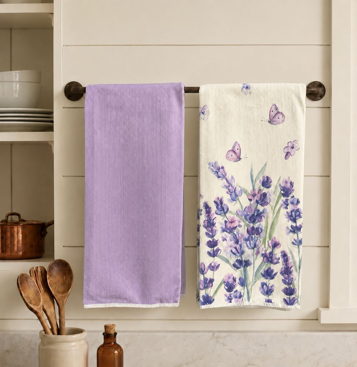 Set De 2 Paños De Tela Rectangulares 45cmx70cm - Lavanda