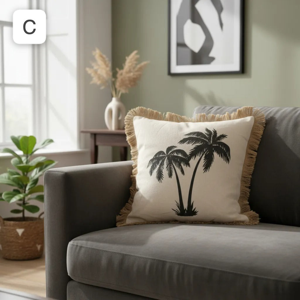 Fundas de cojín estampadas con  yute | Diseño natural y artesanal (3 modelos)