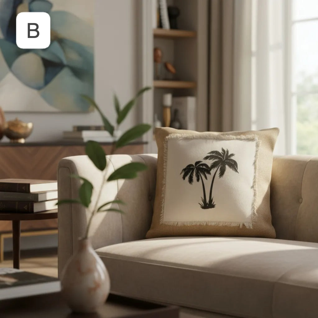 Fundas de cojín estampadas con  yute | Diseño natural y artesanal (3 modelos)