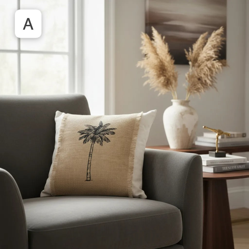 Fundas de cojín estampadas con  yute | Diseño natural y artesanal (3 modelos)