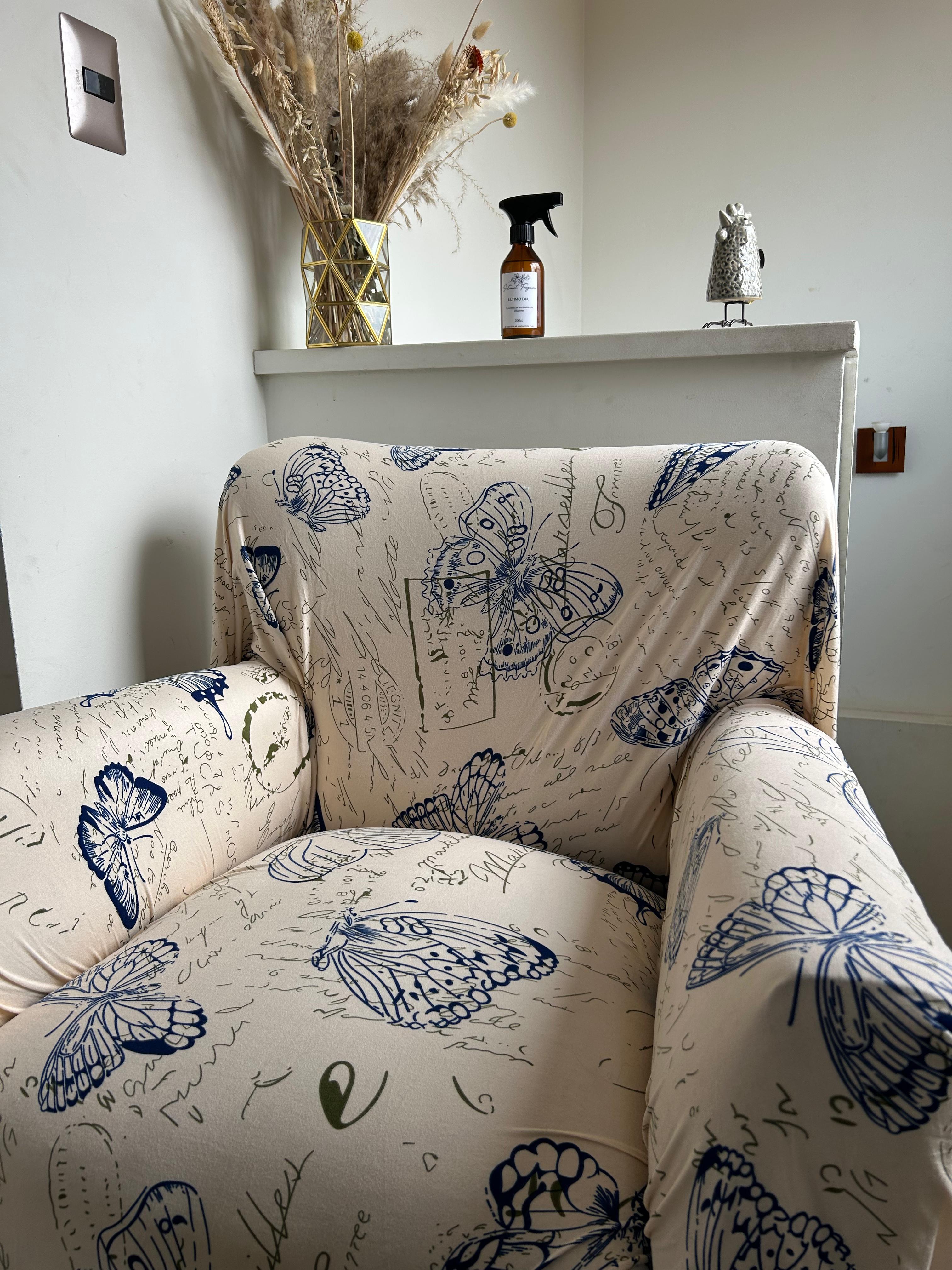 Fundas De Sofá 1 cuerpo, estampado mariposa