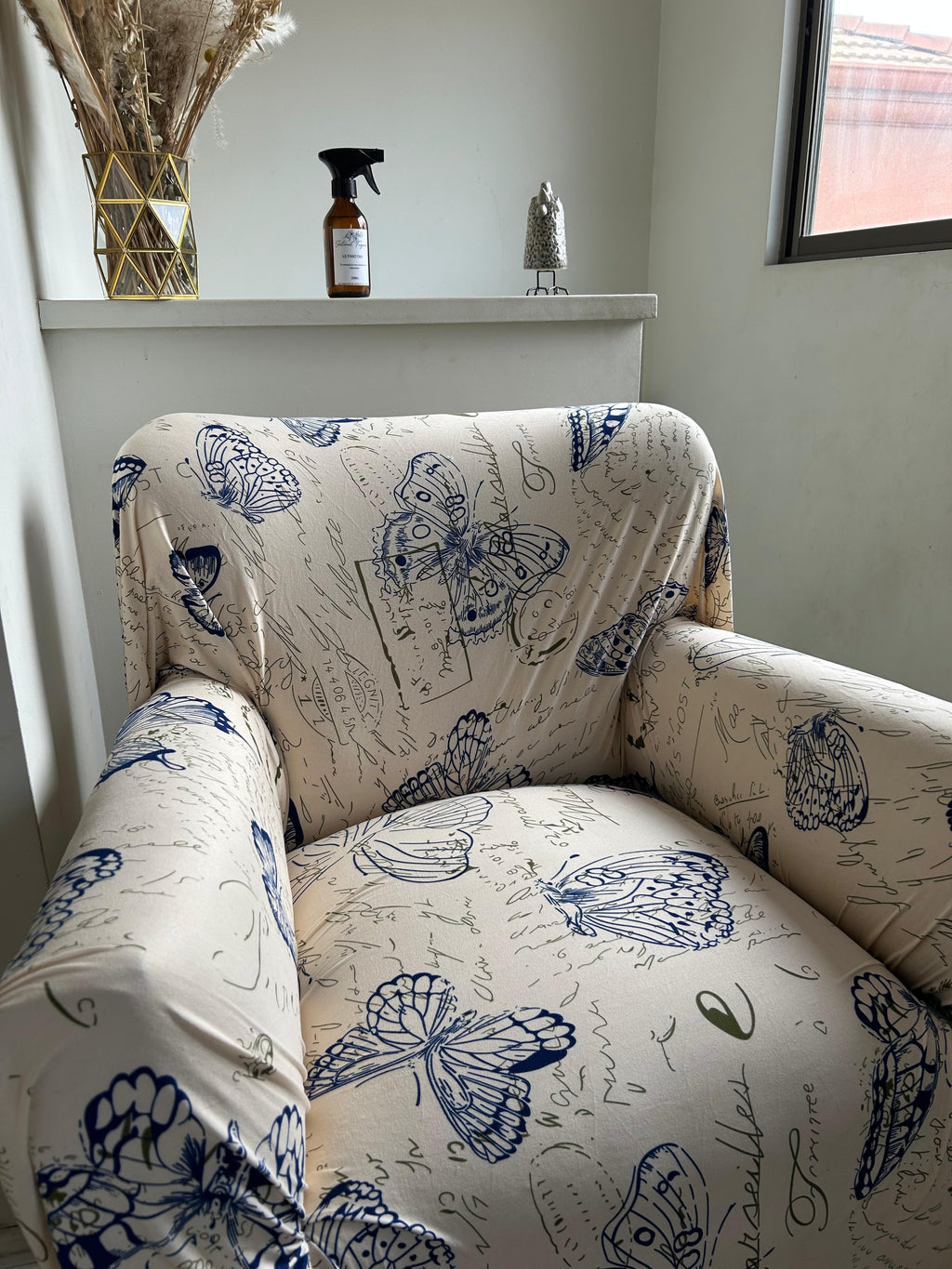 Fundas De Sofá 1 cuerpo, estampado mariposa