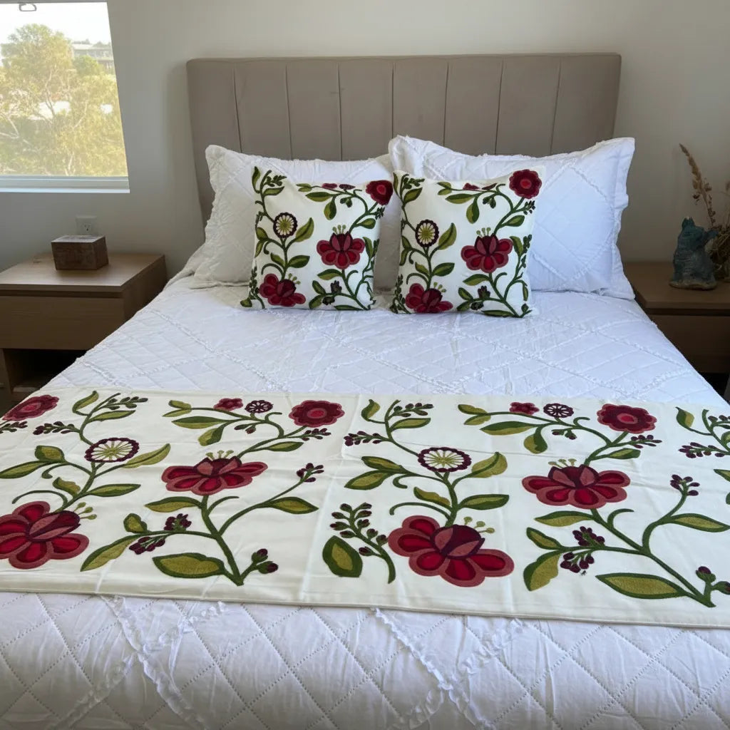 Set de pieceras bordadaS, floral