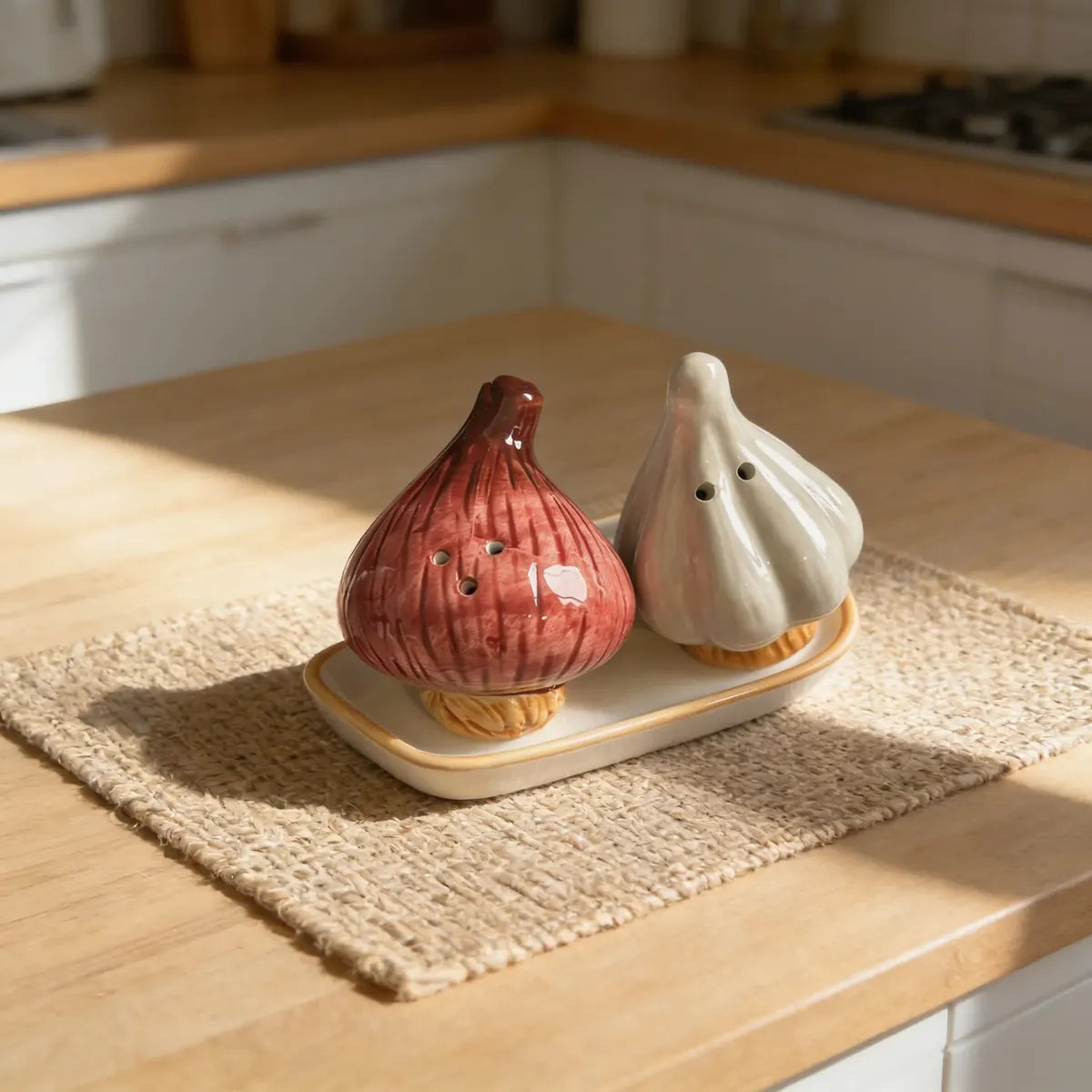 Set Saleros Diseño Ajo Y Cebolla | Sazonador Decorativo Cocina