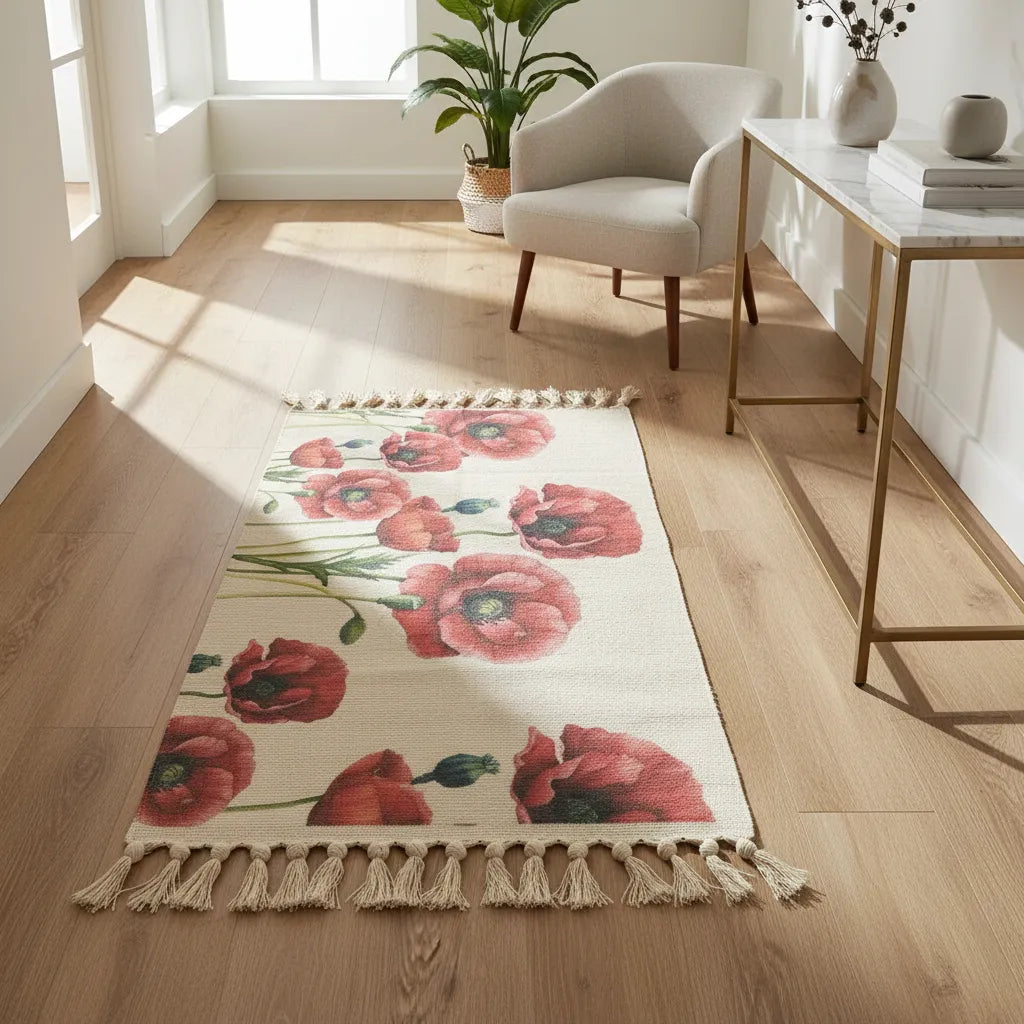 Alfombras Kilim 90 cm x 60 cm, diseño  Amapola