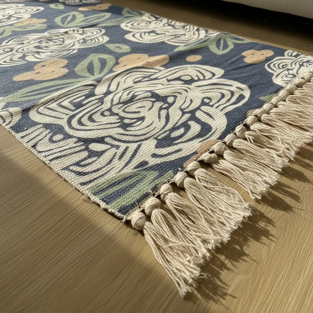 Alfombra Kilim Flores Blancas 90Cmx 60cm