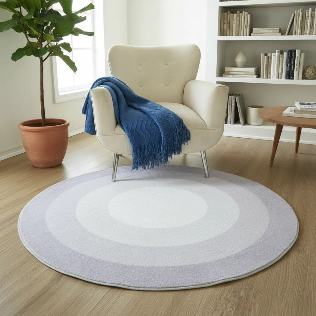 Alfombra De Felpa Con Antideslizante - Circulo Lila