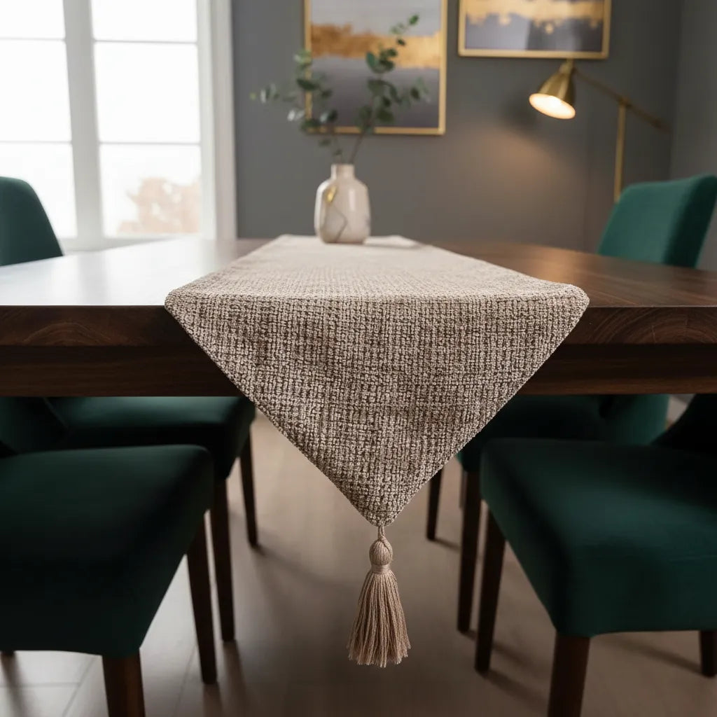 Camino De Mesa Chenille Cafe claro  Texturizado 30 × 180cm