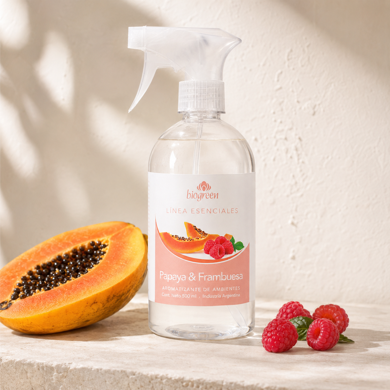 Aromatizante de Ambientes Papaya & Frambuesa Biogreen – 500 ml