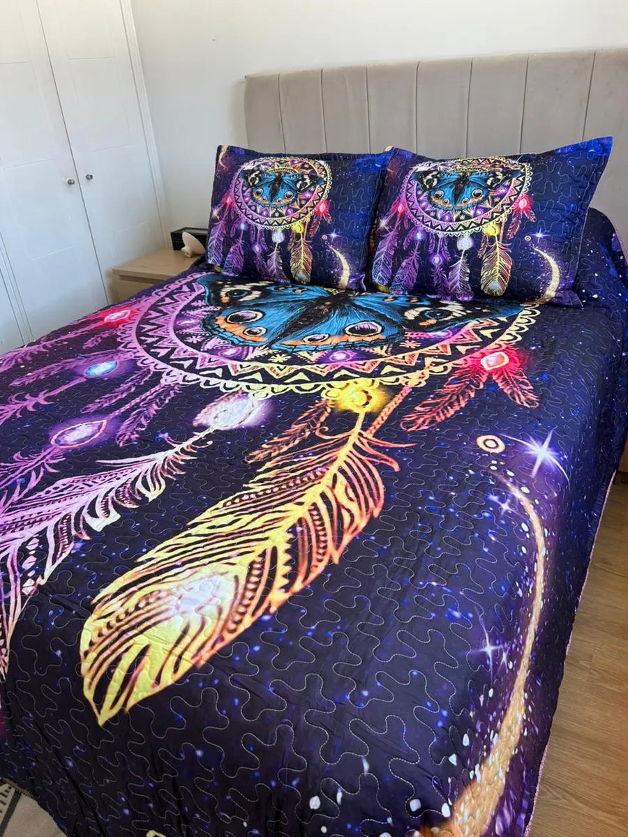 Cubrecama De Verano 2 Plazas Diseño Atrapasueños + 2 Fundas