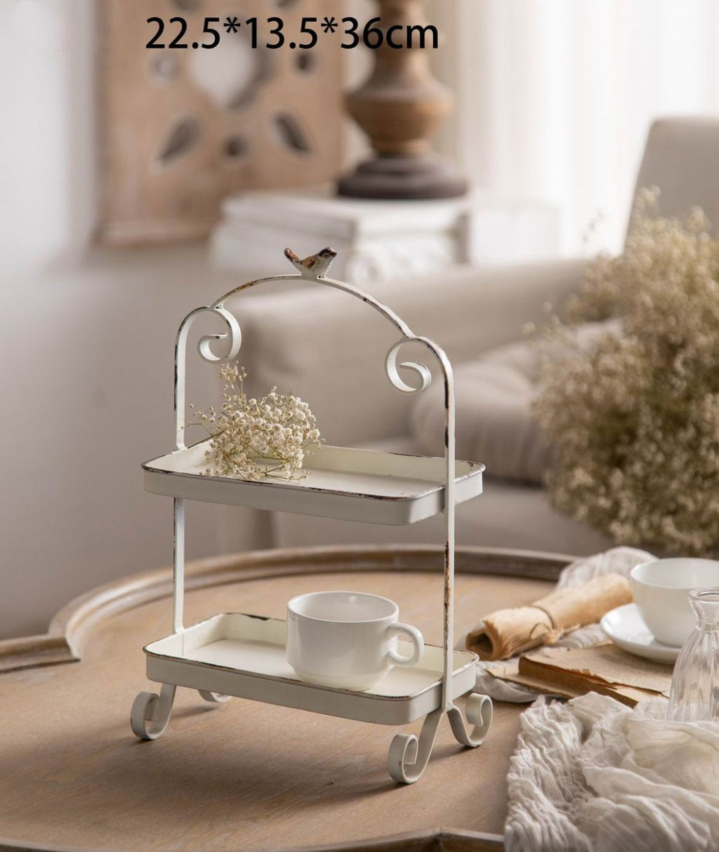 Bandeja de exhibicion doble, metal rustico