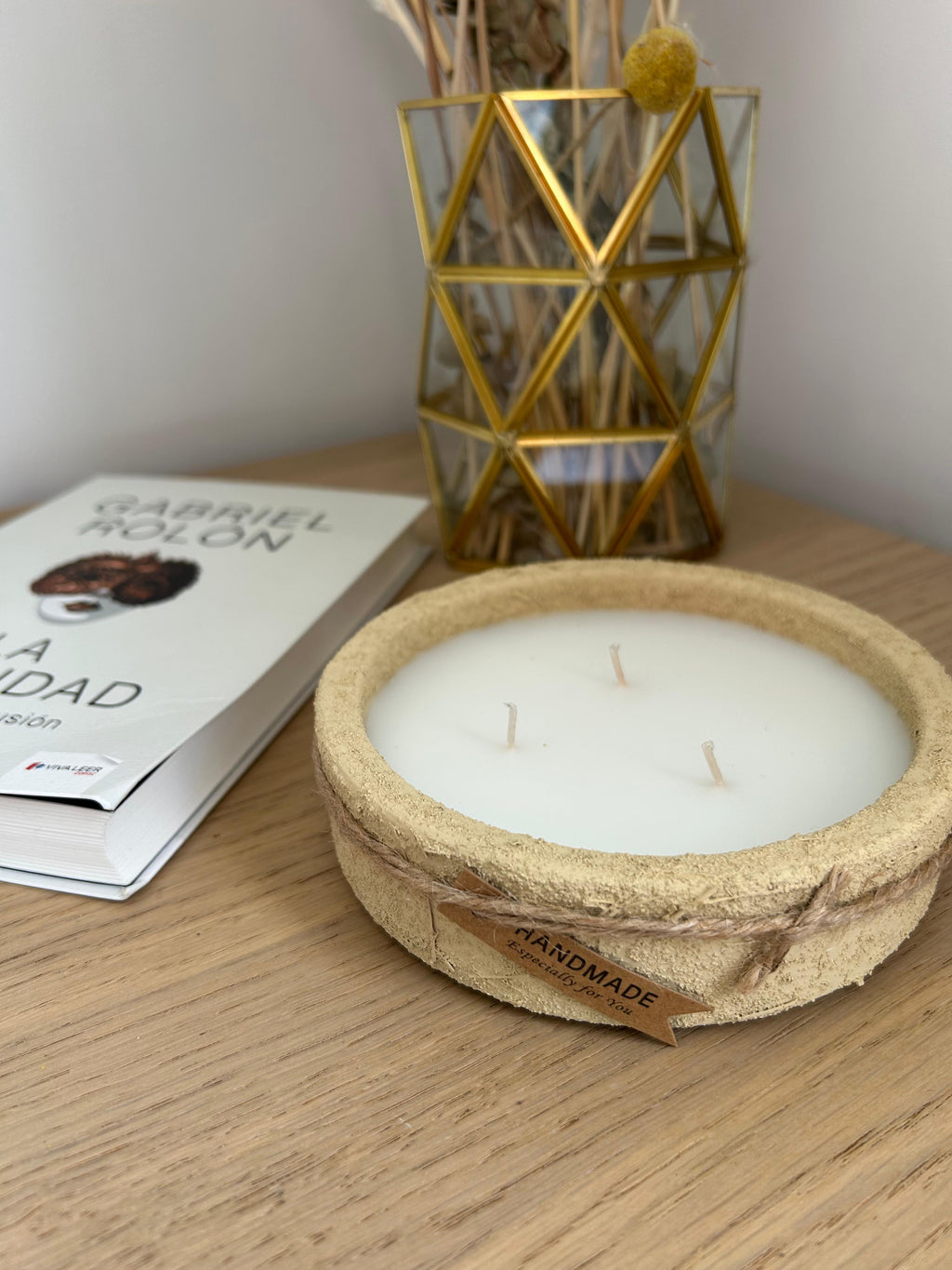 Vela Artesanal Barro Suave Cuenco Bajo