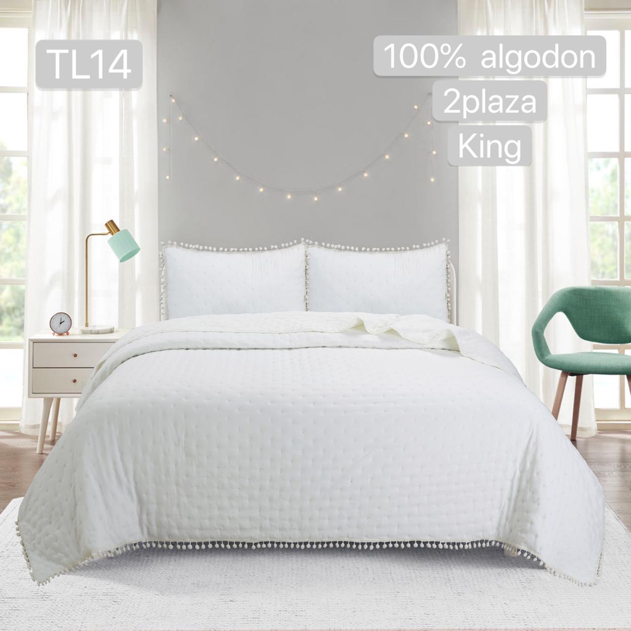 Cubrecamas Algodón con pom poms