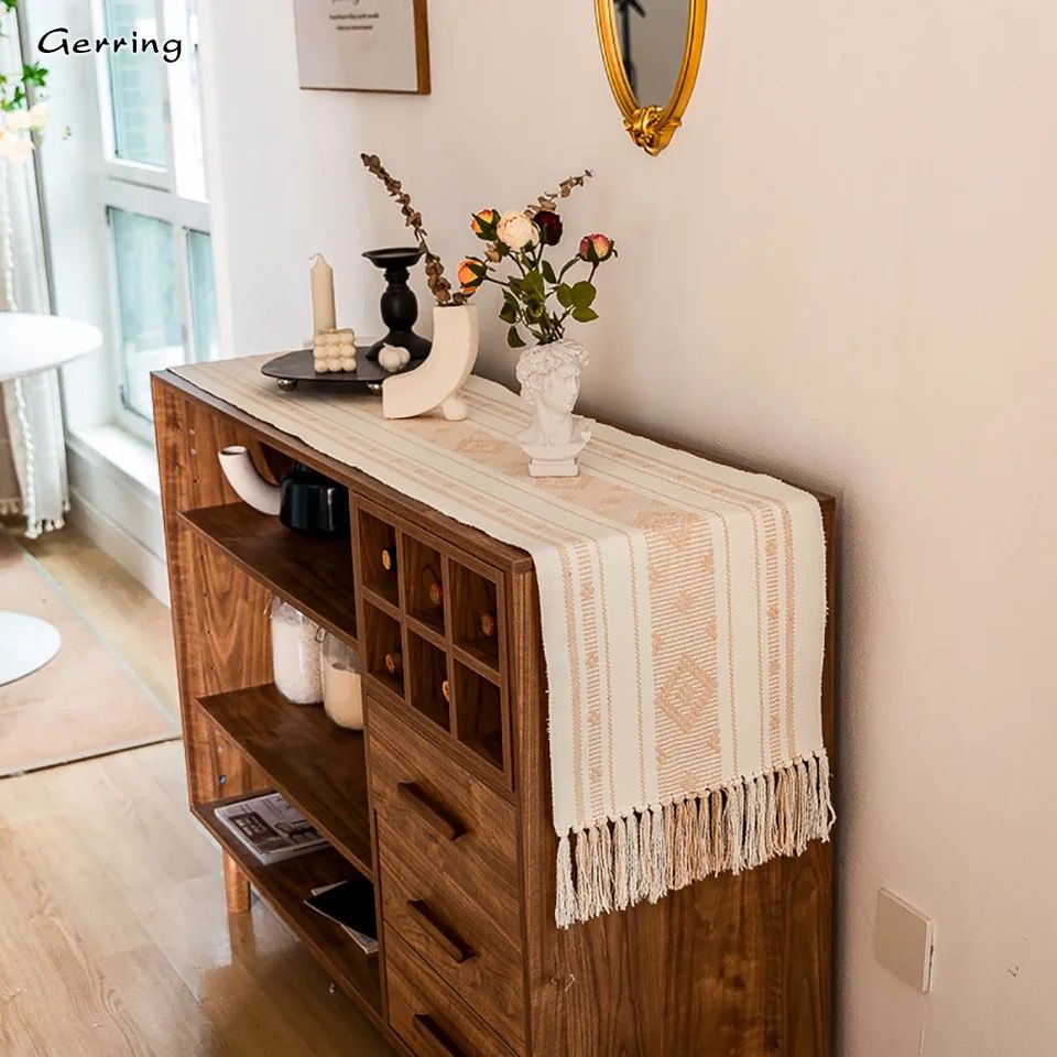 Camino de mesa tejido, beige