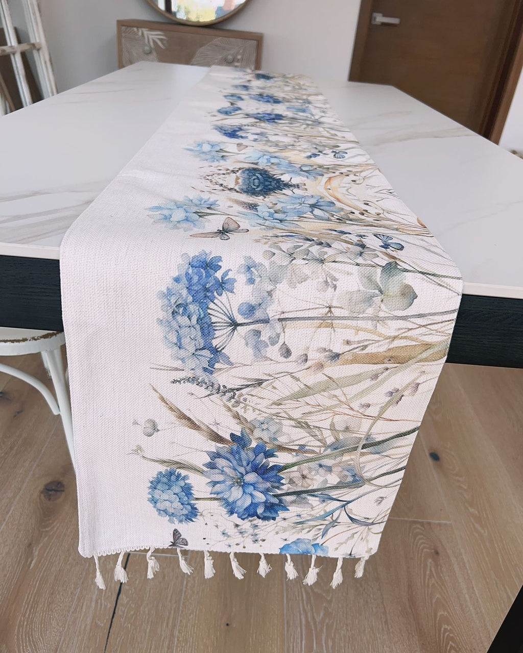 Camino de Mesa Doble Estampado Floral · Lino · 230x35 cm