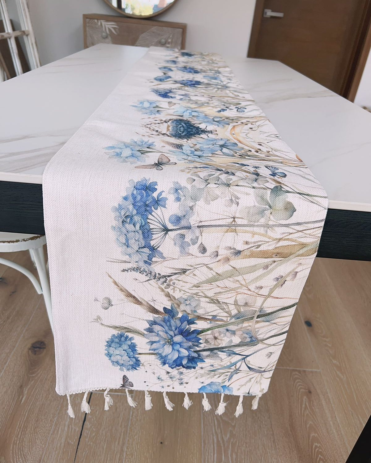 Camino de Mesa Doble Estampado Floral · Lino · 230x35 cm