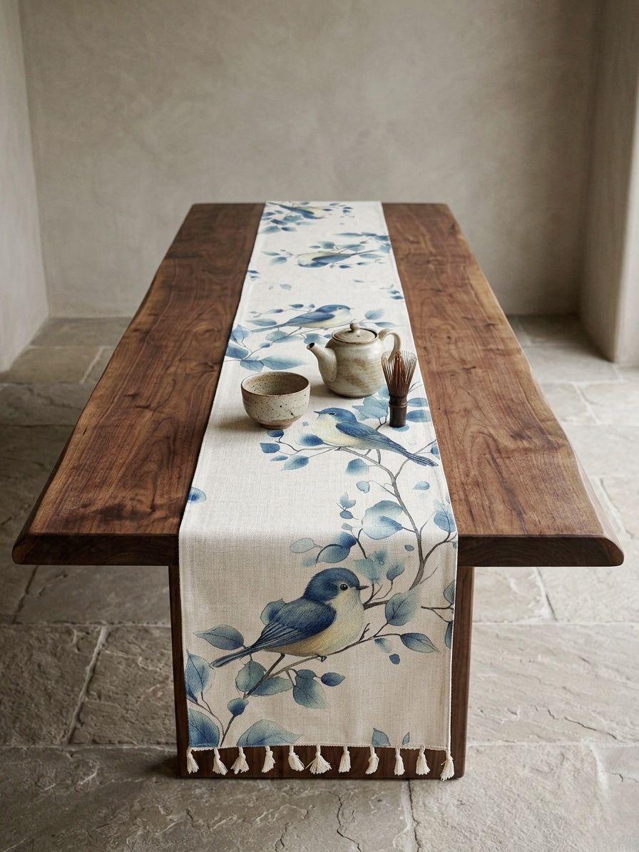 Camino de Mesa Doble Estampado Floral · Lino · 230x35 cm