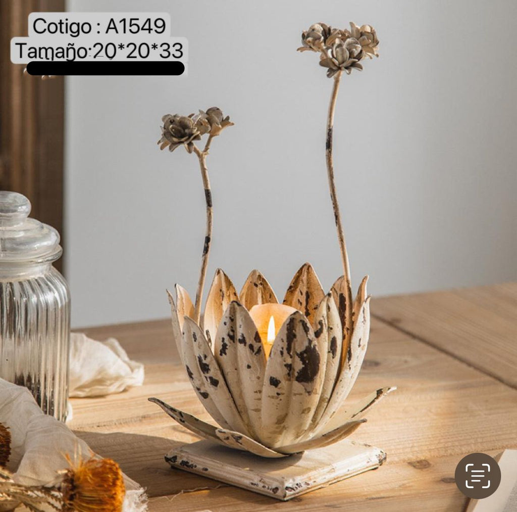 Candelabro loto metalico