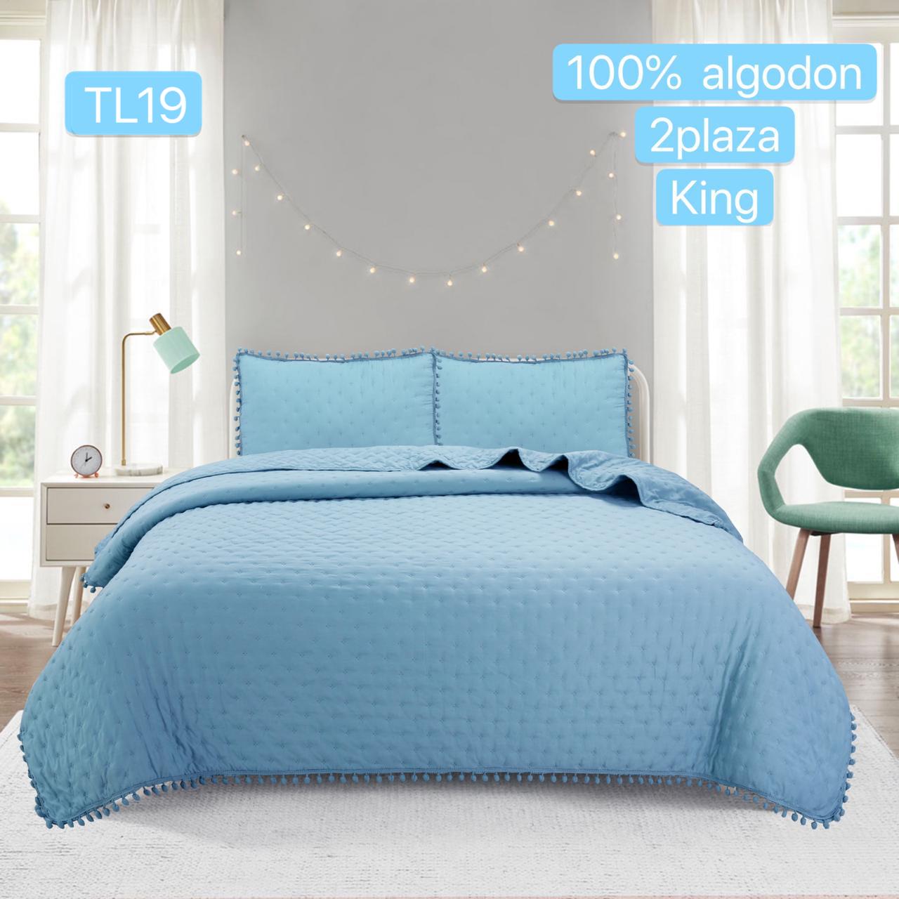 Cubrecamas Algodón con pom poms