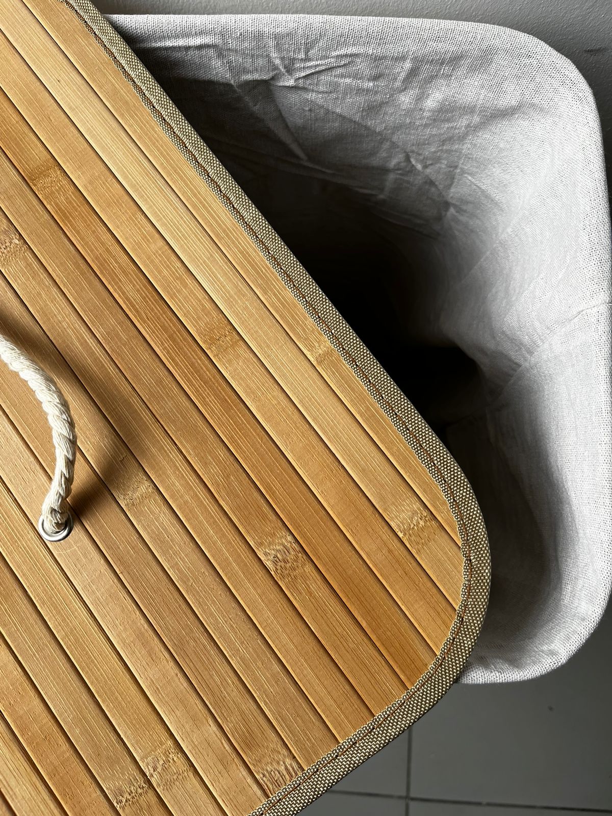 Cesto de ropa rectangular bambu